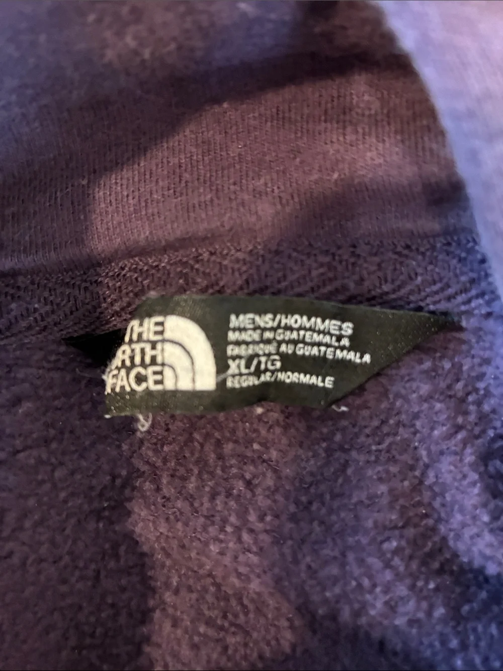 The North Face Men's Purple Crewneck Hoodie with Orange Logo Patch